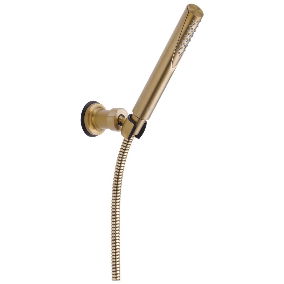 Delta Champagne Bronze handheld wand, wall holder and metal hose